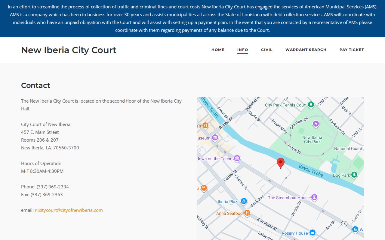New Iberia warrant records: City Hall second-floor court location