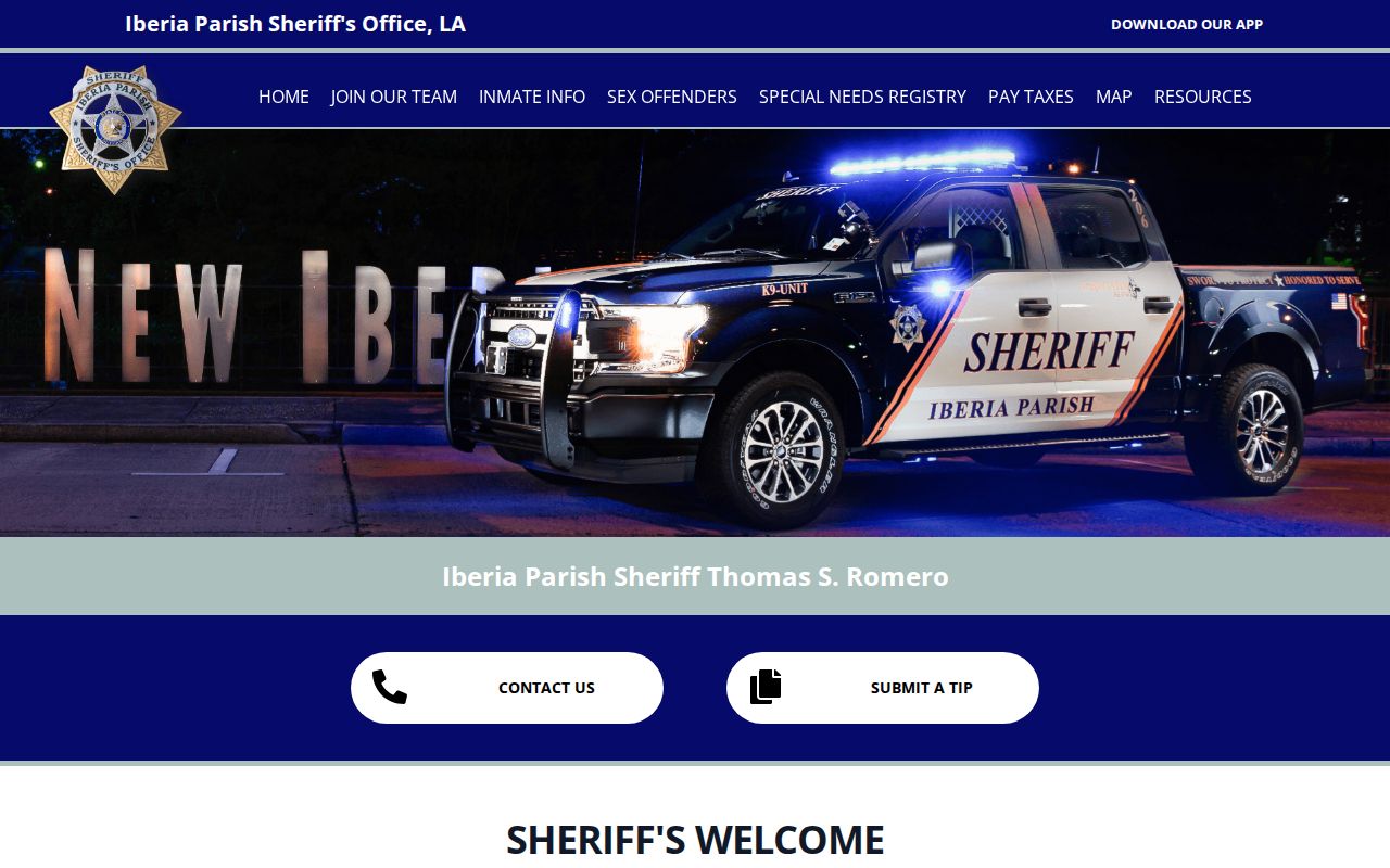 Iberia Parish warrant records: sheriff office contact page for warrant questions